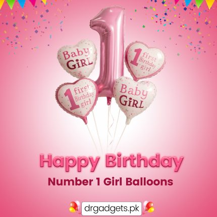 Baby Girl First Year Decoration Foil Balloon 5pcs